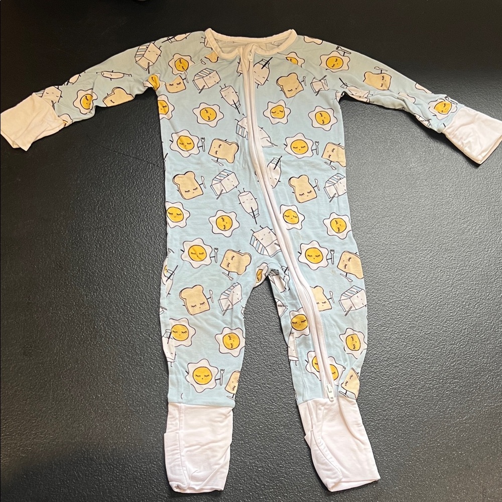 Little Sleepies 3-6m blue breakfast buddies zippy